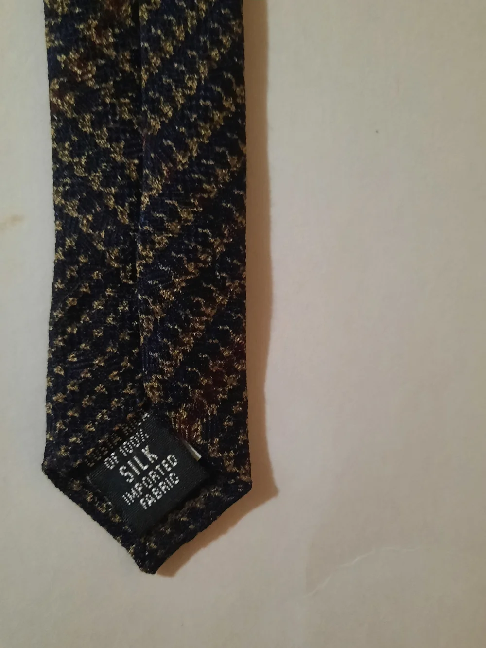 Vintage Eddie Bauer AKA Woven Tweed Necktie Brown Gold Geometric Pattern